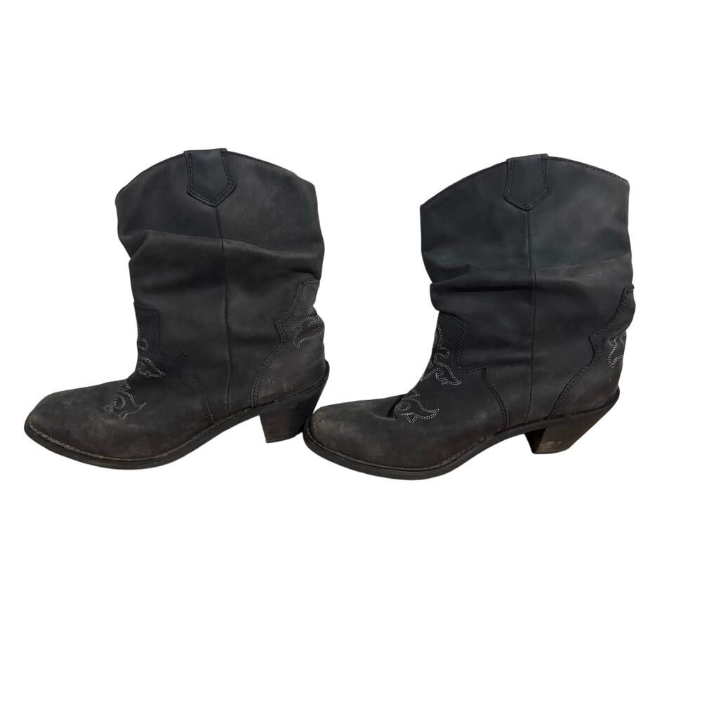 Western Santa Fe Co Slouchy Cowboy Boots 7.5 Leather - Picture 3 of 4